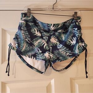 Tropical Leaf Print Bikini Shorts
